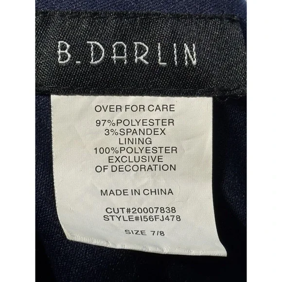 B. Darlin Navy Floral Halter Skater Dress Crochet Trim I56FJ478 Size 7/8 - Picture 4 of 9